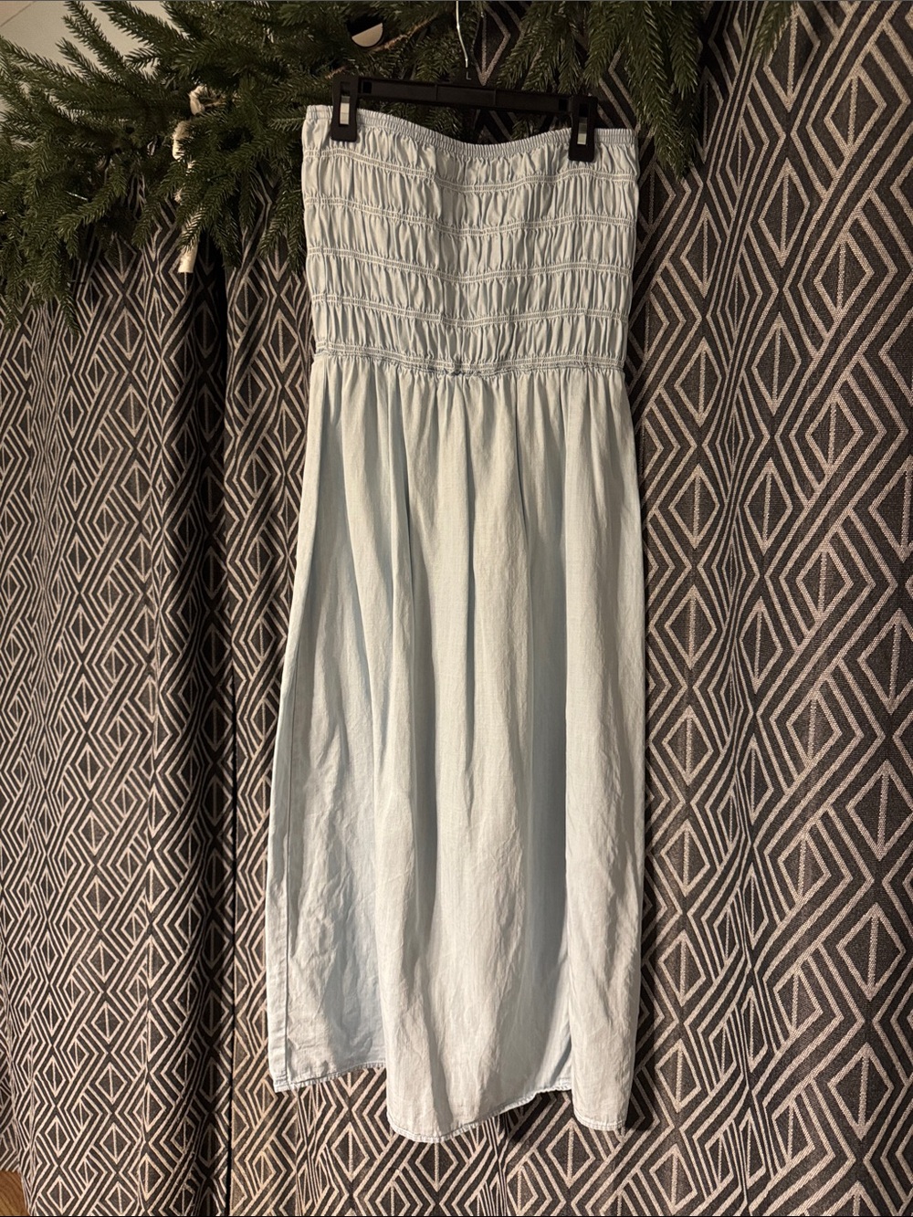 cloth & stone Light Blue Strapless Smocked Maxi Dress